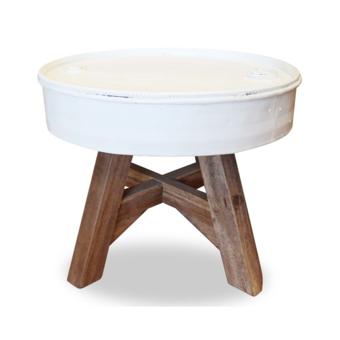 Table basse Bois de récupération massif 60 x 45 cm Blanc 