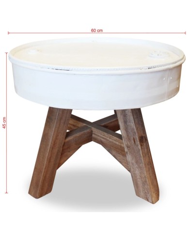 Table basse Bois de récupération massif 60 x 45 cm Blanc 
