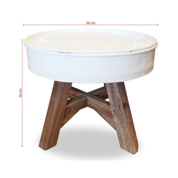 Table basse Bois de récupération massif 60 x 45 cm Blanc 