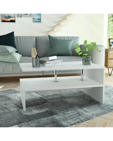 Table basse Bois d'ingénierie 90x59x42 cm Blanc