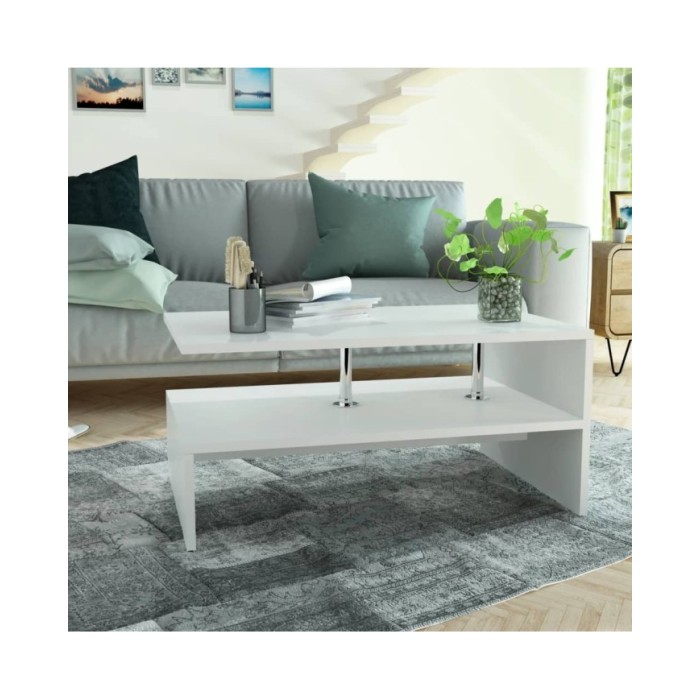 Table basse Bois d'ingénierie 90x59x42 cm Blanc