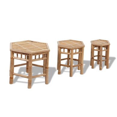 Tabourets de jardin 3 pcs Bambou 