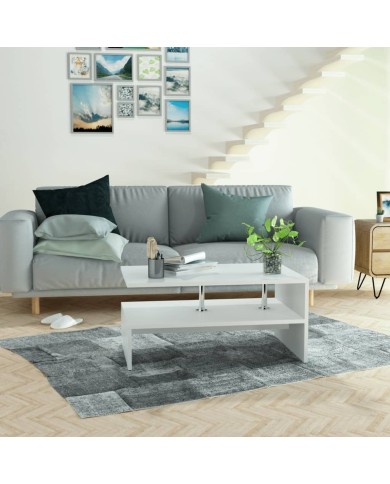 Table basse Bois d'ingénierie 90x59x42 cm Blanc