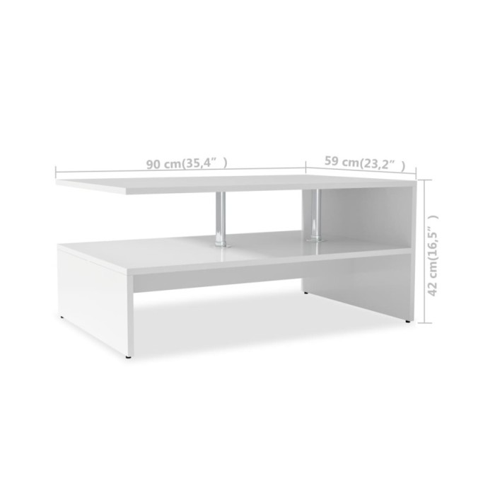 Table basse Bois d'ingénierie 90x59x42 cm Blanc