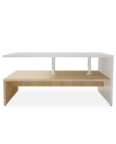 Table basse en aggloméré 90 x 59 x 42 cm Chêne et blanc
