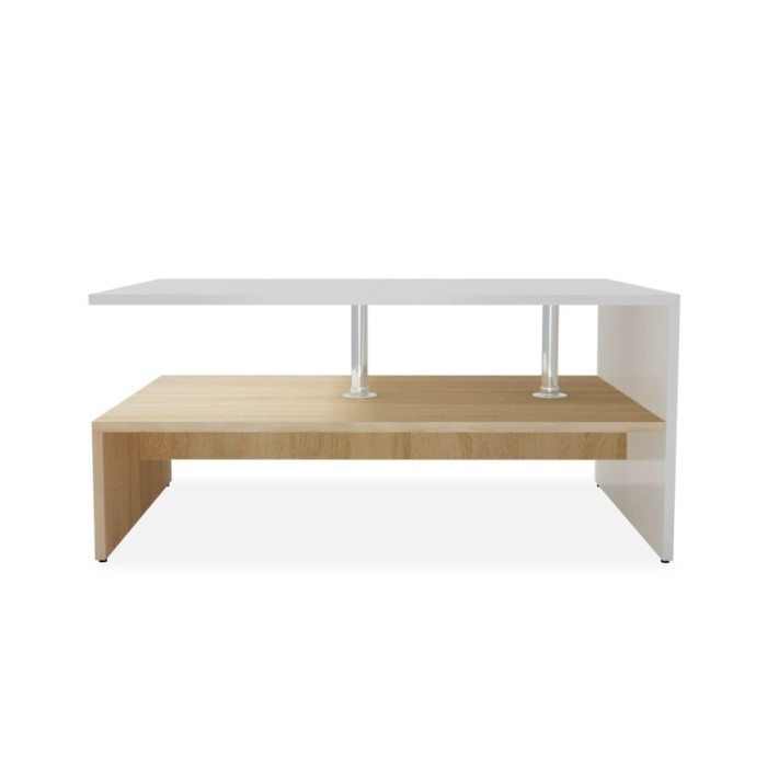 Table basse en aggloméré 90 x 59 x 42 cm Chêne et blanc