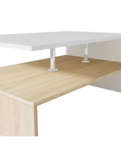 Table basse en aggloméré 90 x 59 x 42 cm Chêne et blanc