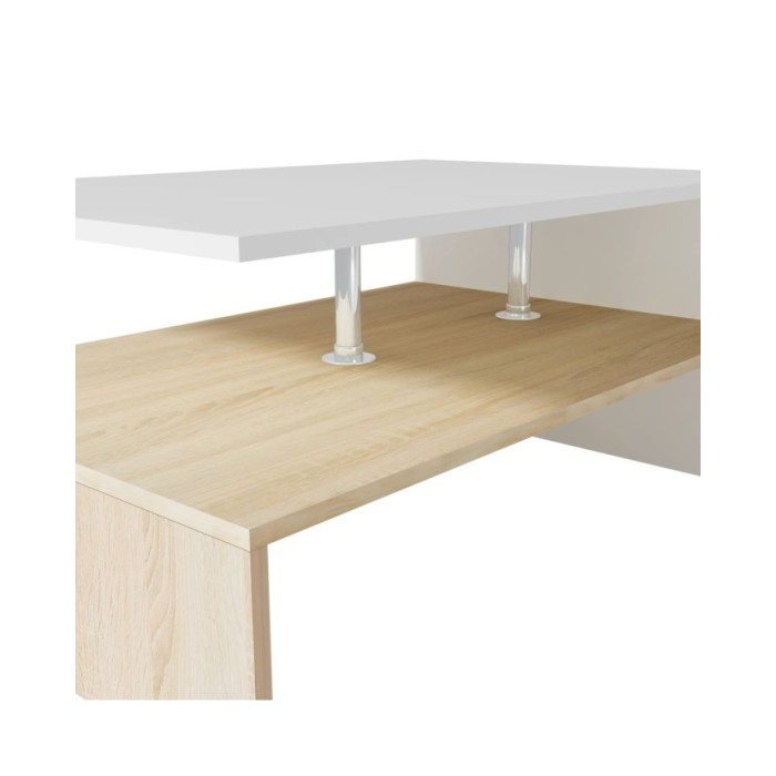 Table basse en aggloméré 90 x 59 x 42 cm Chêne et blanc