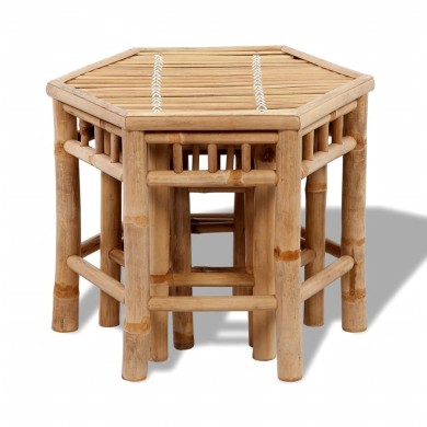 Tabourets de jardin 3 pcs Bambou 