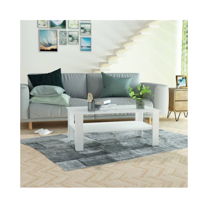 Table basse en aggloméré 100 x 59 x 42 cm Blanc