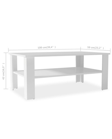 Table basse en aggloméré 100 x 59 x 42 cm Blanc