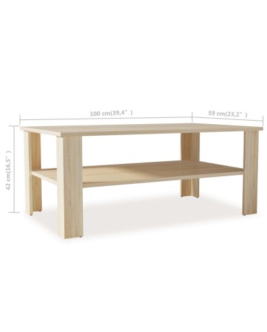 Table basse en aggloméré 100 x 59 x 42 cm Chêne 