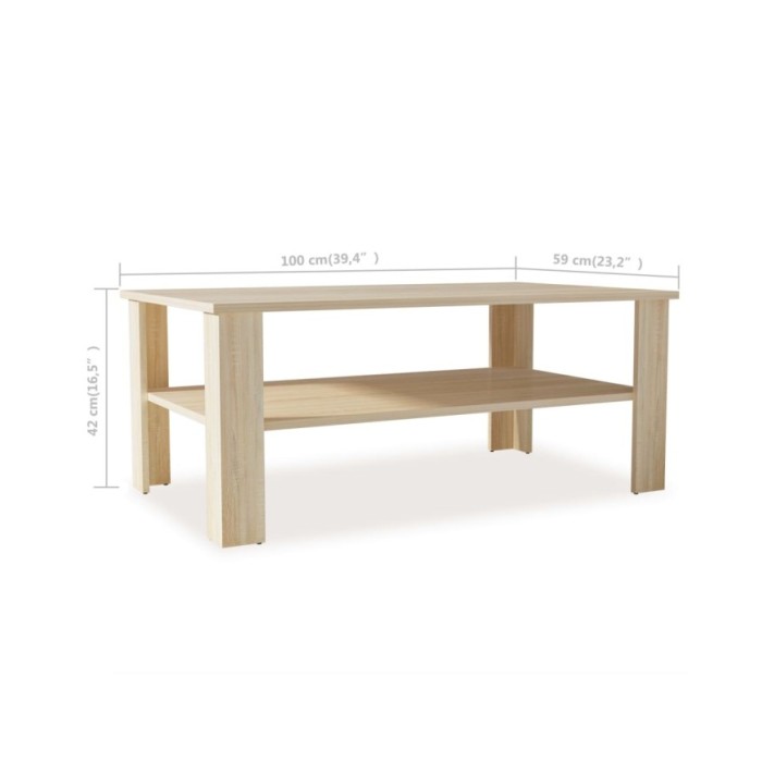 Table basse en aggloméré 100 x 59 x 42 cm Chêne 