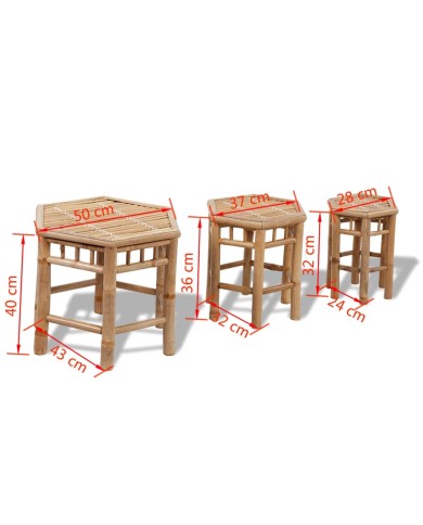Tabourets de jardin 3 pcs Bambou 