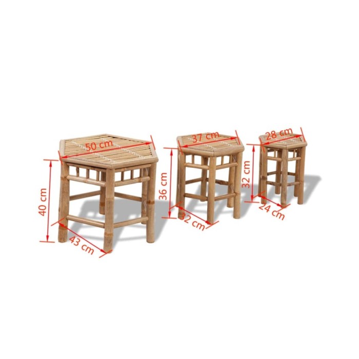 Tabourets de jardin 3 pcs Bambou 