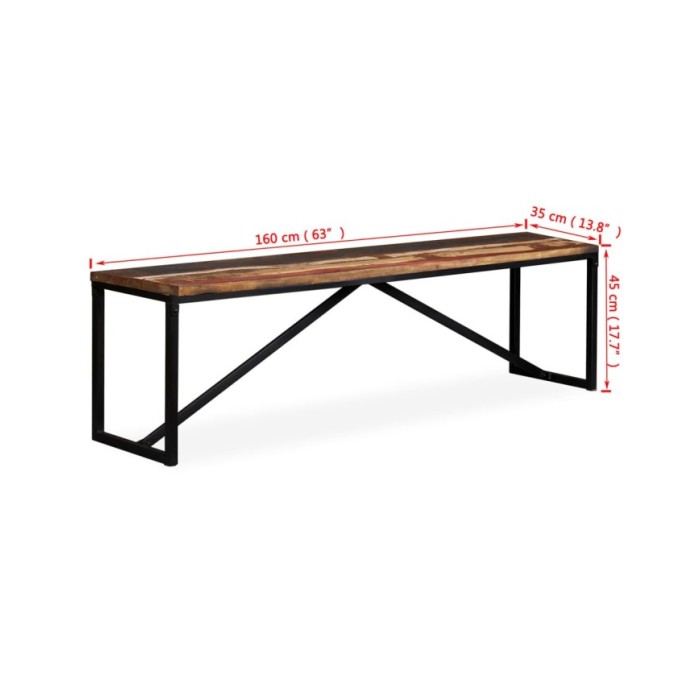 Banc Bois de récupération massif 160 x 35 x 45 cm
