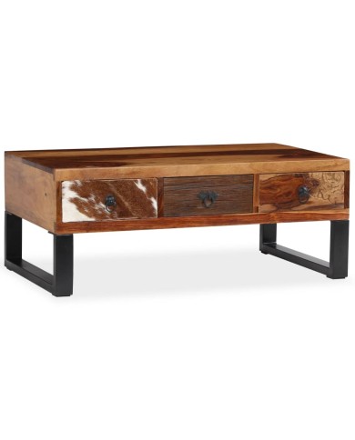 Table basse Bois massif de Sesham 90 x 50 x 35 cm