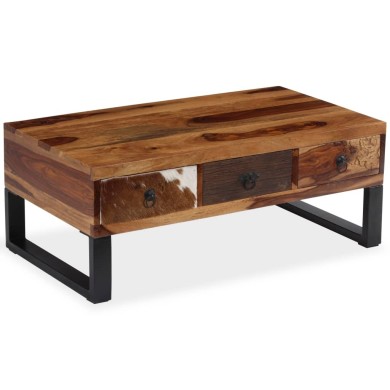 Table basse Bois massif de Sesham 90 x 50 x 35 cm