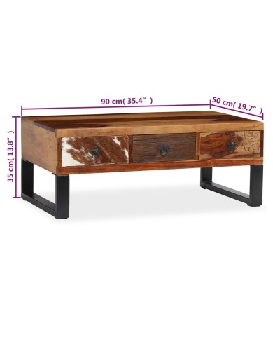 Table basse Bois massif de Sesham 90 x 50 x 35 cm