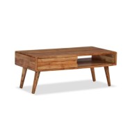 Table basse Bois massif avec tiroir sculpté 100 x 50 x 40 cm