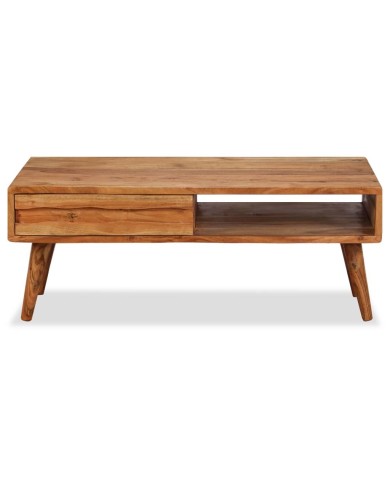 Table basse Bois massif avec tiroir sculpté 100 x 50 x 40 cm