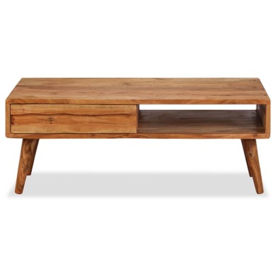 Table basse Bois massif avec tiroir sculpté 100 x 50 x 40 cm