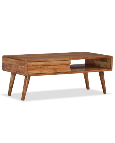 Table basse Bois massif avec tiroir sculpté 100 x 50 x 40 cm
