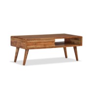 Table basse Bois massif avec tiroir sculpté 100 x 50 x 40 cm
