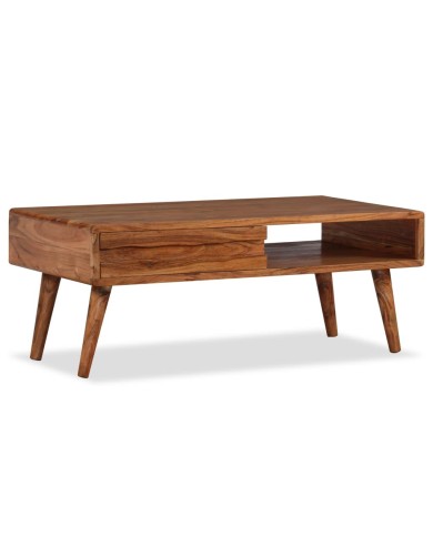 Table basse Bois massif avec tiroir sculpté 100 x 50 x 40 cm