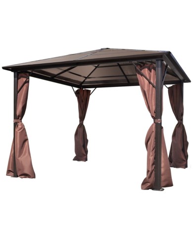 Belvédère avec rideau Marron Aluminium 300 x 300 cm 