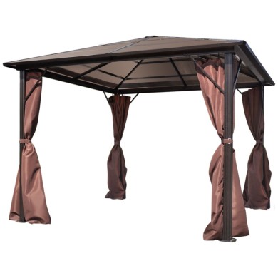 Belvédère avec rideau Marron Aluminium 300 x 300 cm 