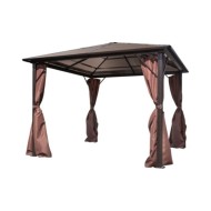 Belvédère avec rideau Marron Aluminium 300 x 300 cm 