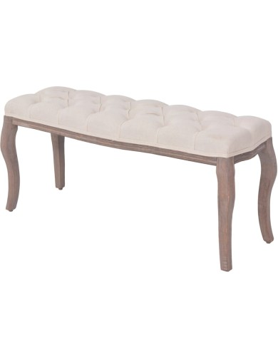 Banc Lin Bois massif 110 x 38 x 48 cm Blanc crème