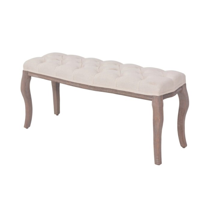 Banc Lin Bois massif 110 x 38 x 48 cm Blanc crème