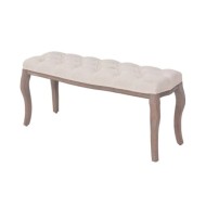 Banc Lin Bois massif 110 x 38 x 48 cm Blanc crème