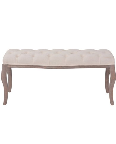 Banc Lin Bois massif 110 x 38 x 48 cm Blanc crème