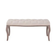Banc Lin Bois massif 110 x 38 x 48 cm Blanc crème