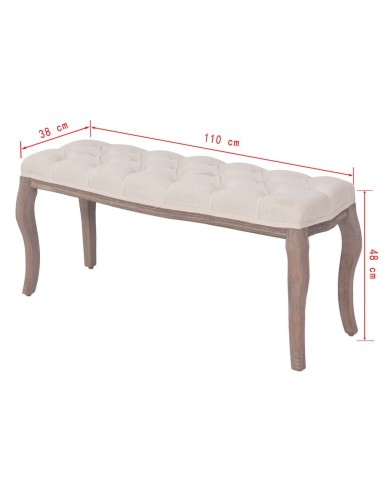 Banc Lin Bois massif 110 x 38 x 48 cm Blanc crème