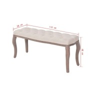 Banc Lin Bois massif 110 x 38 x 48 cm Blanc crème