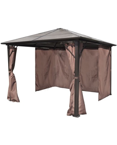 Belvédère avec rideau Marron Aluminium 300 x 300 cm 