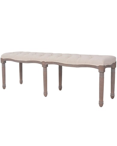 Banc Lin Bois massif 150 x 40 x 48 cm Blanc crème