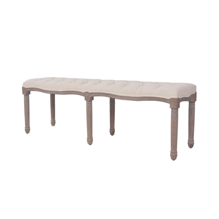 Banc Lin Bois massif 150 x 40 x 48 cm Blanc crème