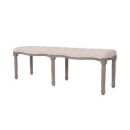 Banc Lin Bois massif 150 x 40 x 48 cm Blanc crème