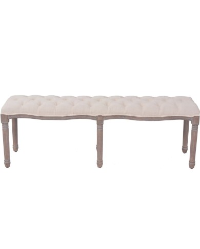 Banc Lin Bois massif 150 x 40 x 48 cm Blanc crème