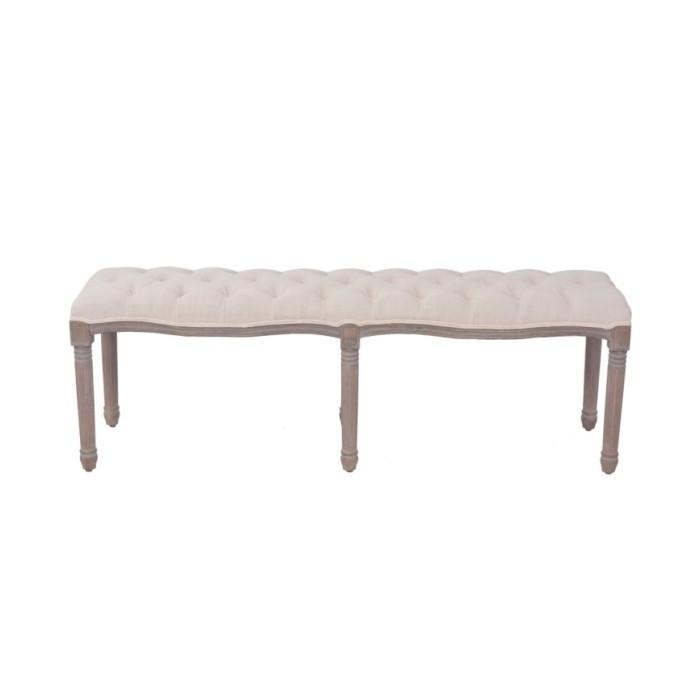 Banc Lin Bois massif 150 x 40 x 48 cm Blanc crème