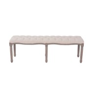 Banc Lin Bois massif 150 x 40 x 48 cm Blanc crème