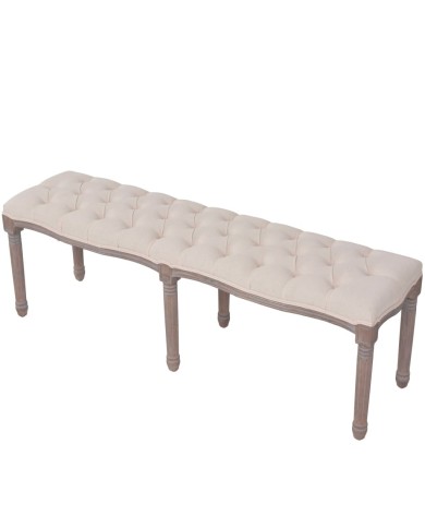 Banc Lin Bois massif 150 x 40 x 48 cm Blanc crème