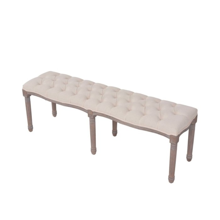 Banc Lin Bois massif 150 x 40 x 48 cm Blanc crème