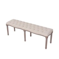 Banc Lin Bois massif 150 x 40 x 48 cm Blanc crème