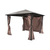 Belvédère avec rideau Marron Aluminium 300 x 300 cm 